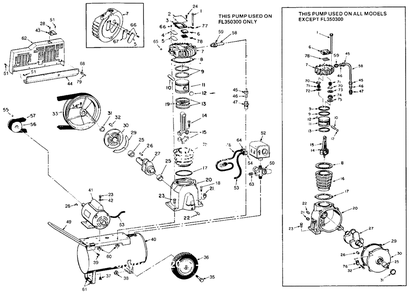 Air-Compressor Parts Diagram and Parts List for FL3520  Campbell Hausfeld Compressor